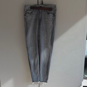 Mother The Looker Ankle Fray Gray Jeans